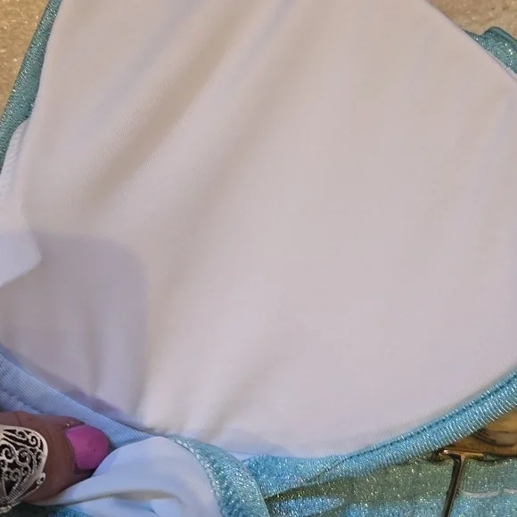 NWT Victoria's Secret Sparkly Sea Foam Green Tie Bikini Top - Picture 7 of 11